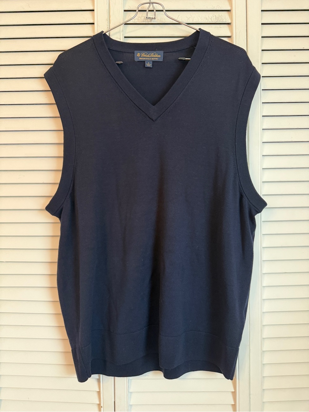 Brooks Brothers 100% Merino Wool Navy Blue Sweater Vest Large Golf Country Club
